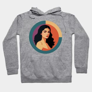 Retro Woman with Long Black Hair Hoodie